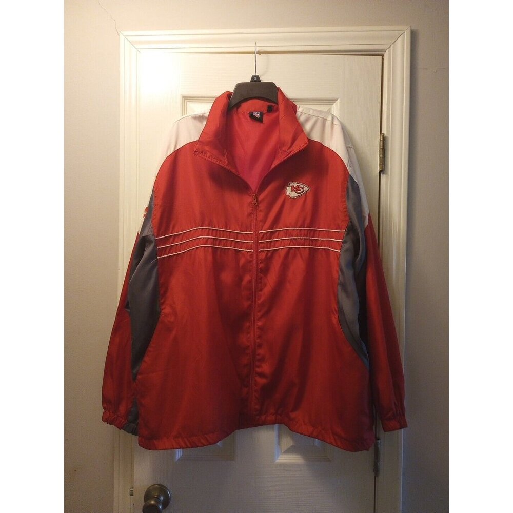 Kansas City Chiefs Jacket Mens XXL Red Team Reebok Full Zip Windbreaker NFL 2XL
